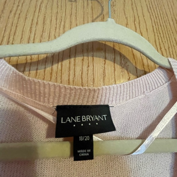 Light pink crew neck sweater with bottom ruffle trim - Picture 4 of 7